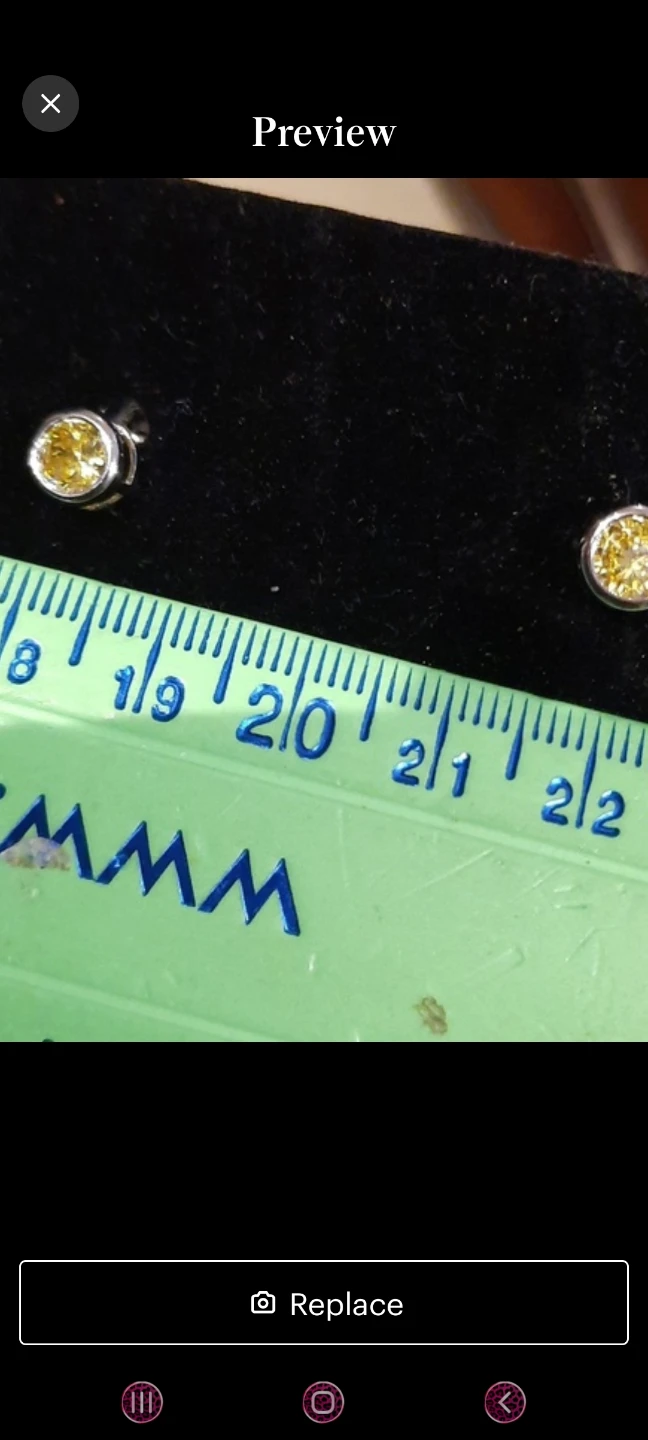 Sterling Silver Yellow BEZEL set 💛 CZ Stud Earrings - photo 3