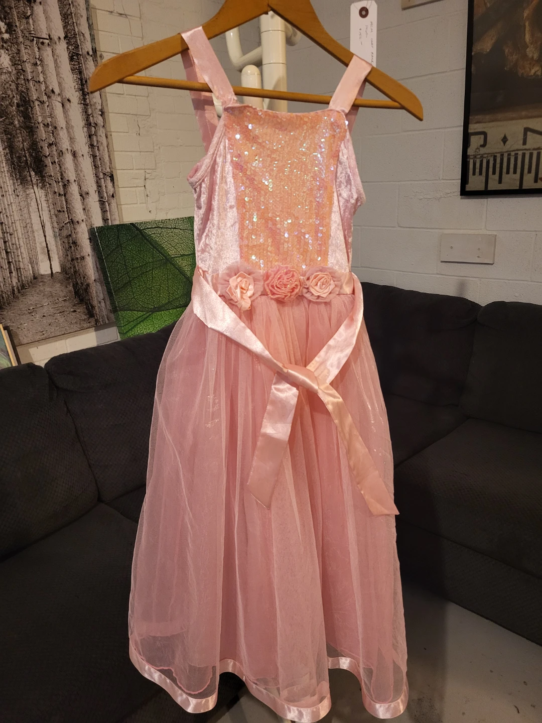 Pink Sequin Flower Dress size 4