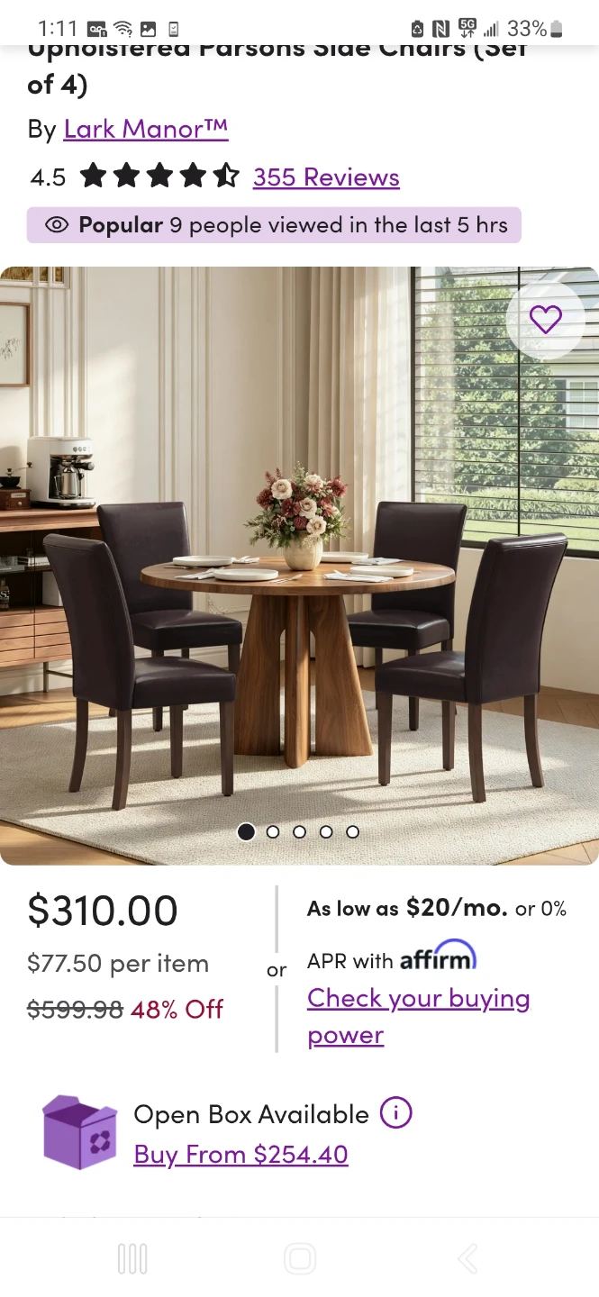 Faux Leather Chairs - Set of 4 - photo 2