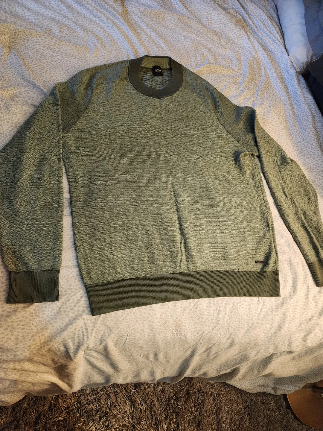 BOSS Hugo Boss Wool/Cotton Knit Sweater - Green