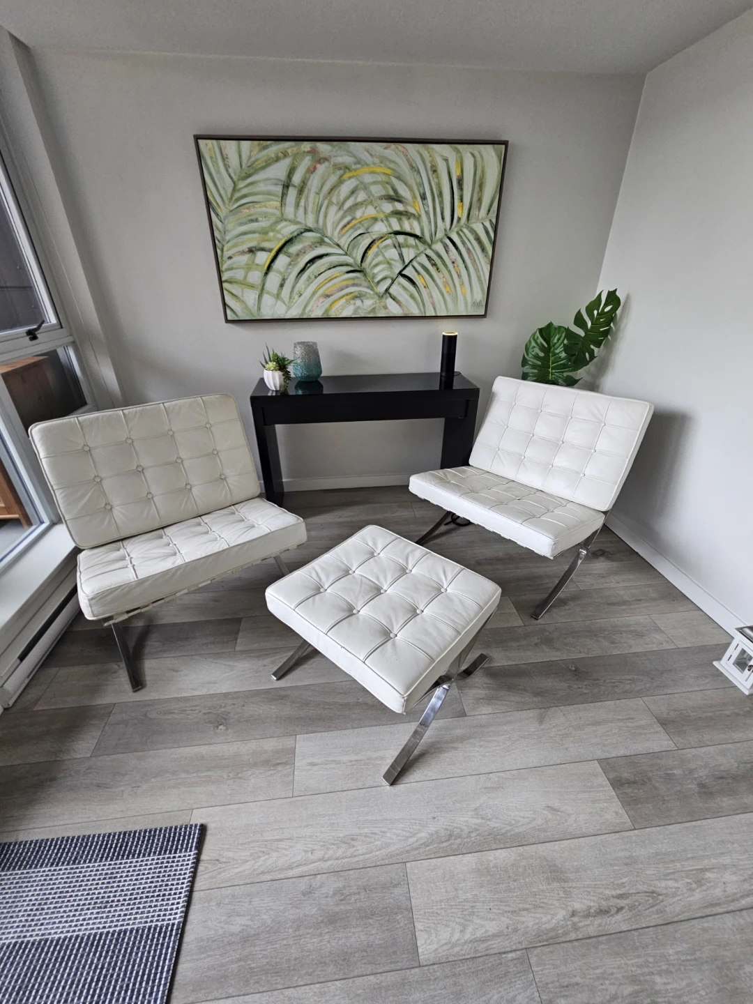 Barcelona Style Accent Chairs and Ottoman Set
