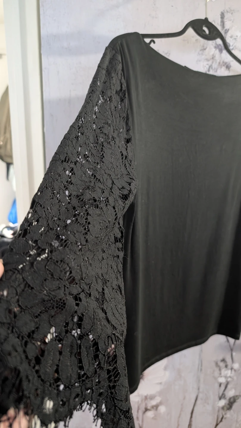 Lauren Ralph Lauren Black Lace Sleeve Top - photo 5