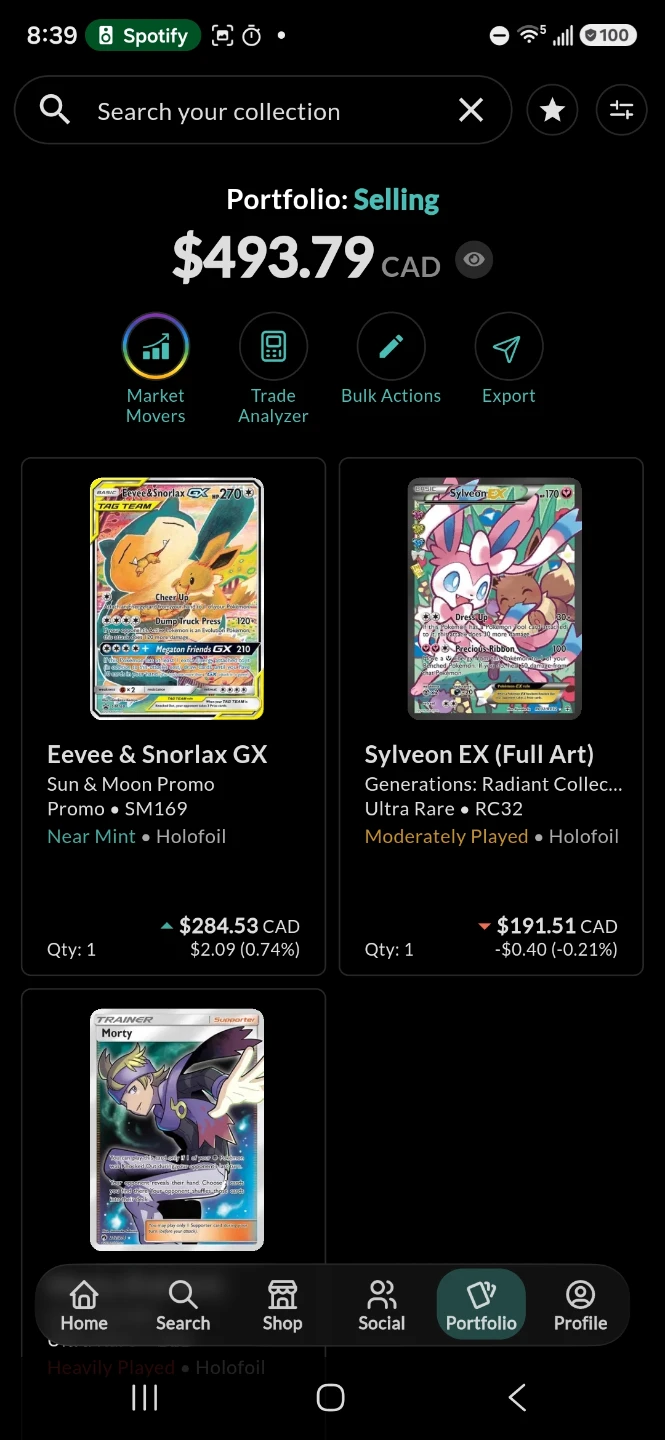 Pokemon Card Collection - Eevee & Snorlax, Sylveon, Morty