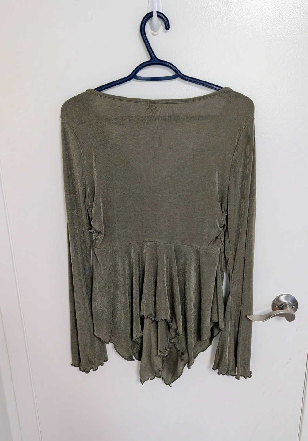Olive Green Long Sleeve Maternity Ruched Top - Women's Large - photo 3