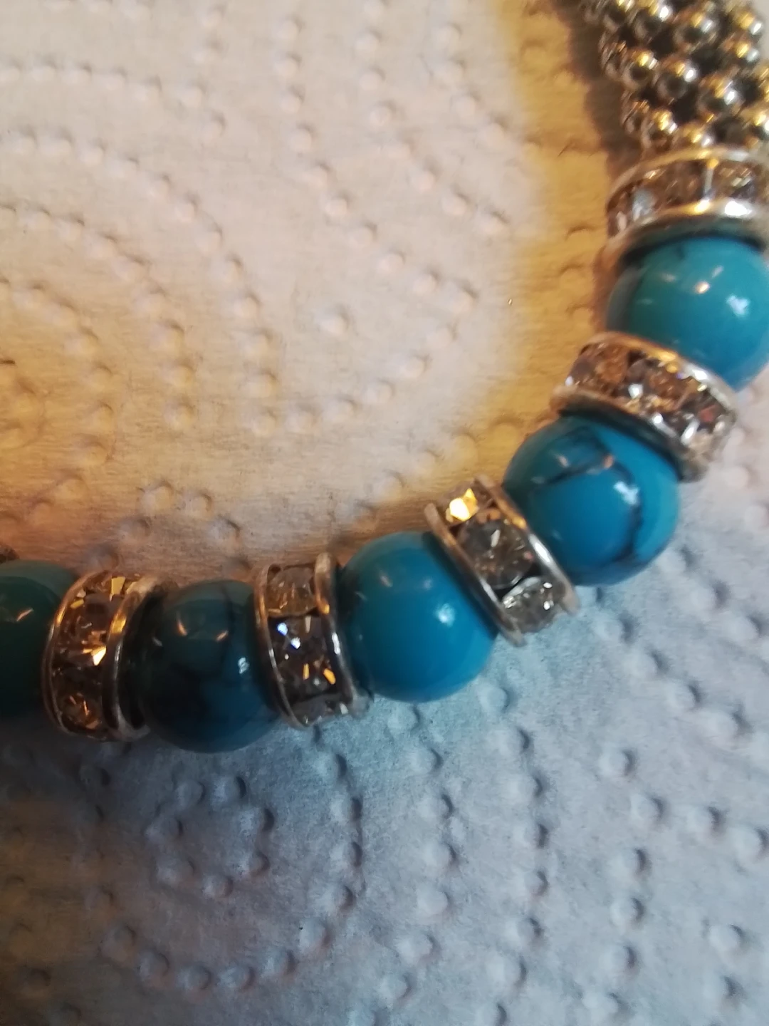 Turquoise and silver beaded stretch bracelet - photo 2