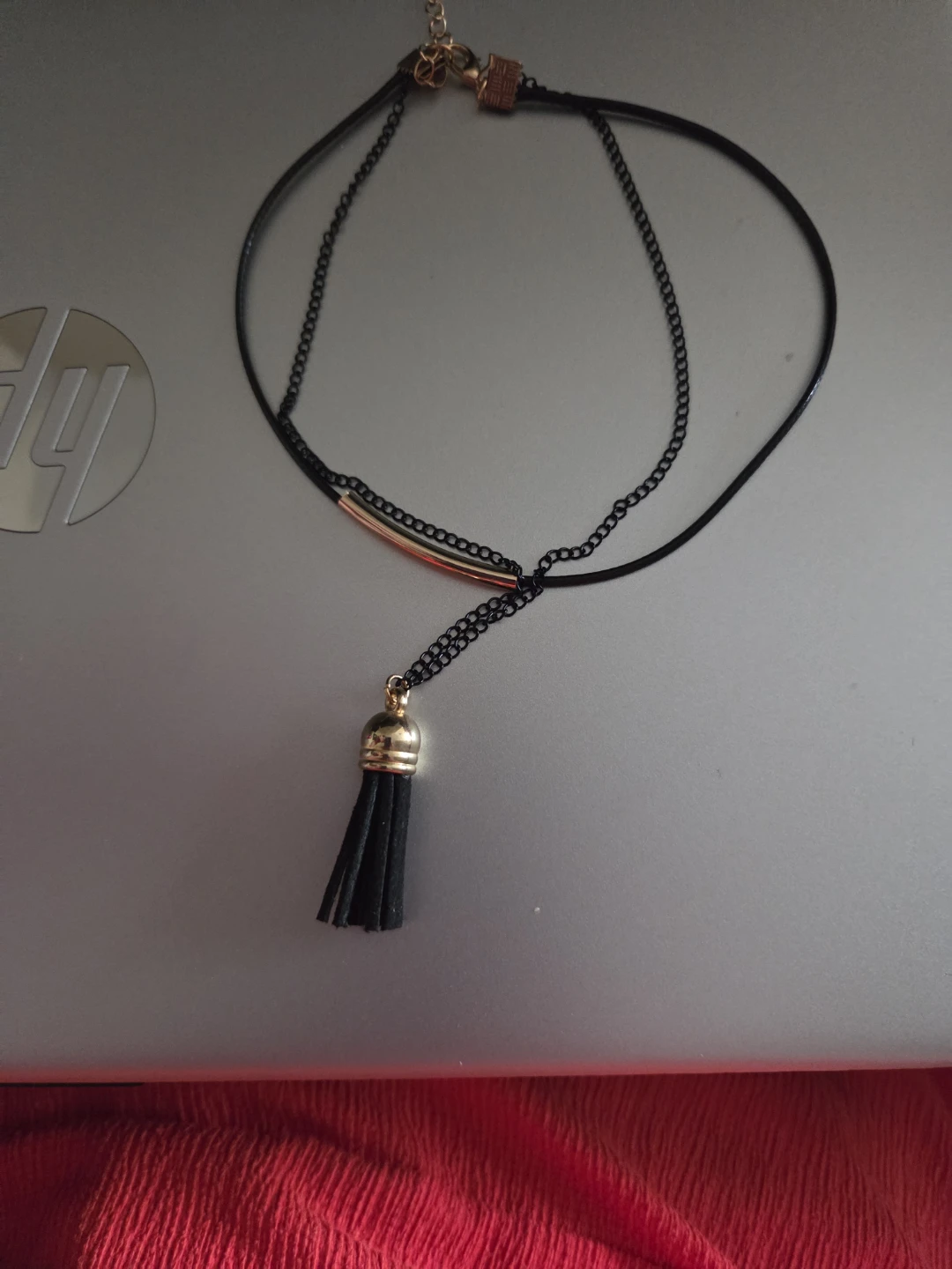 Brand New: Black and gold tassel choker necklace