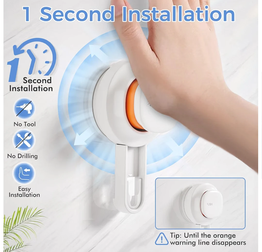 Brand New premium adjustable Suction Cup Towel Bar with Hooks - photo 3