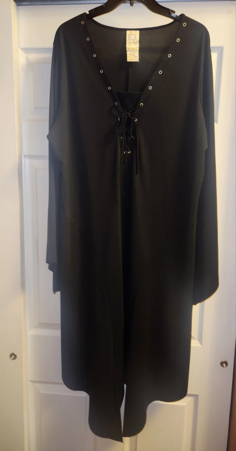 Roaman's Black Long Sleeve Lace-Up Top