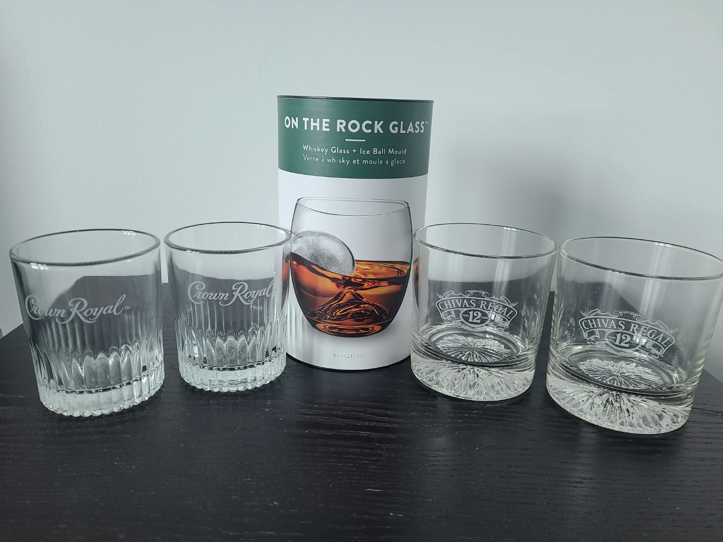 Crown Royal & Chivas Regal Whiskey Glasses + On The Rock Set
