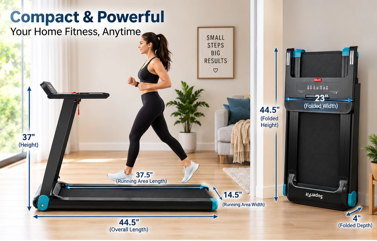 New>>SuperFit Compact Folding Treadmill