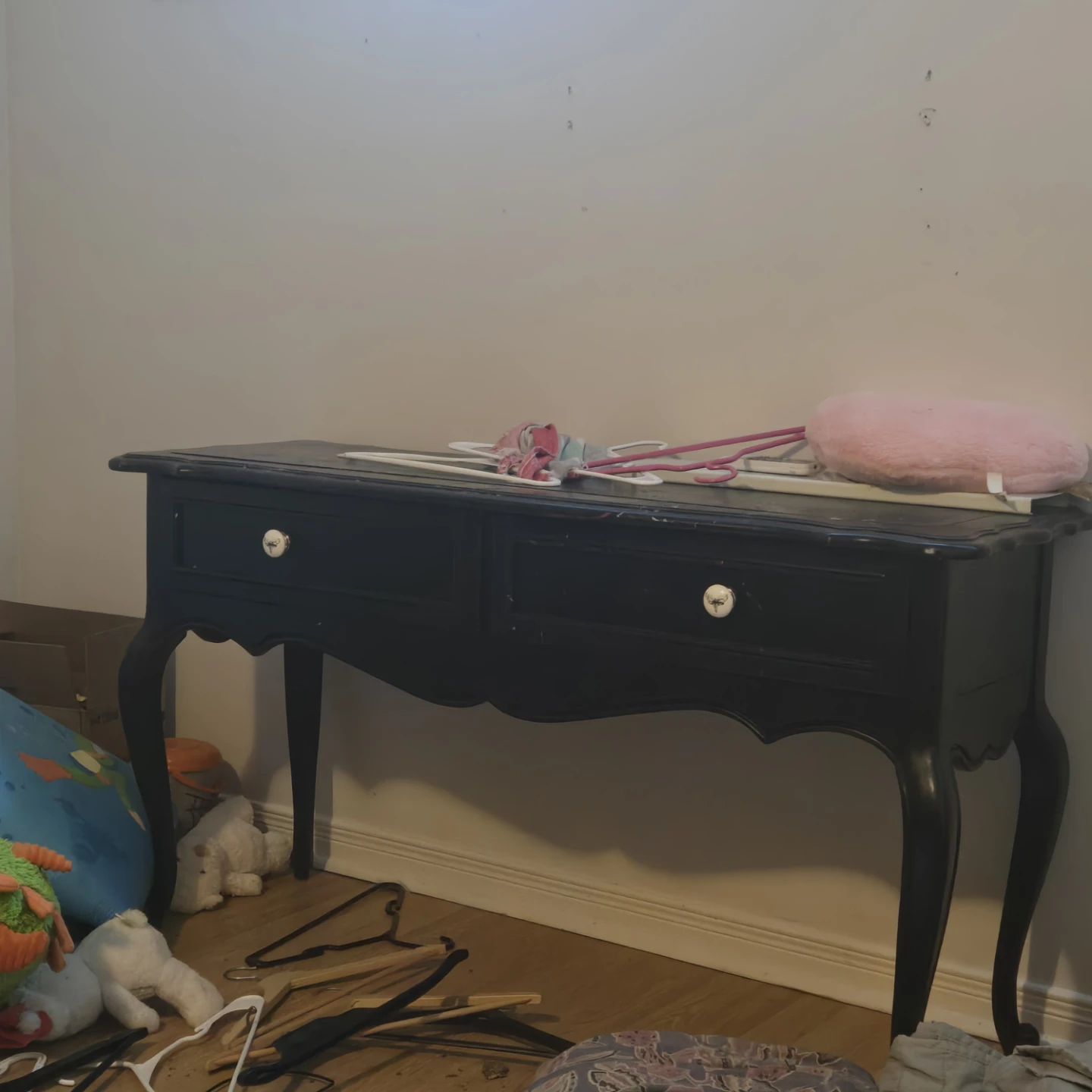Black French Provincial Style Console Table