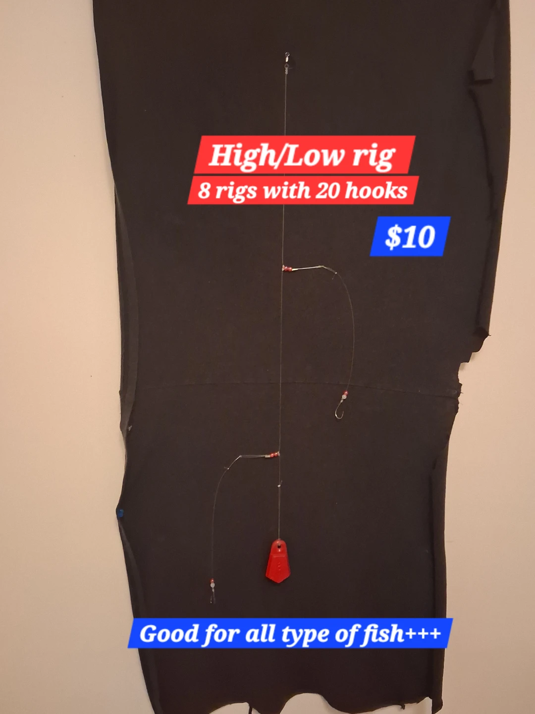 High/Low Fishing Rigs 8 rigs with 20 Hooks