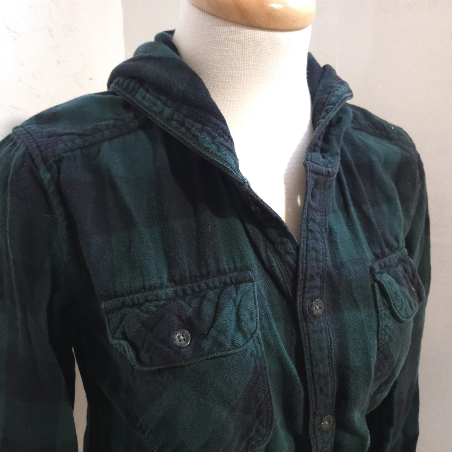 TNA Green and Black Plaid Hooded Shirt - photo 3