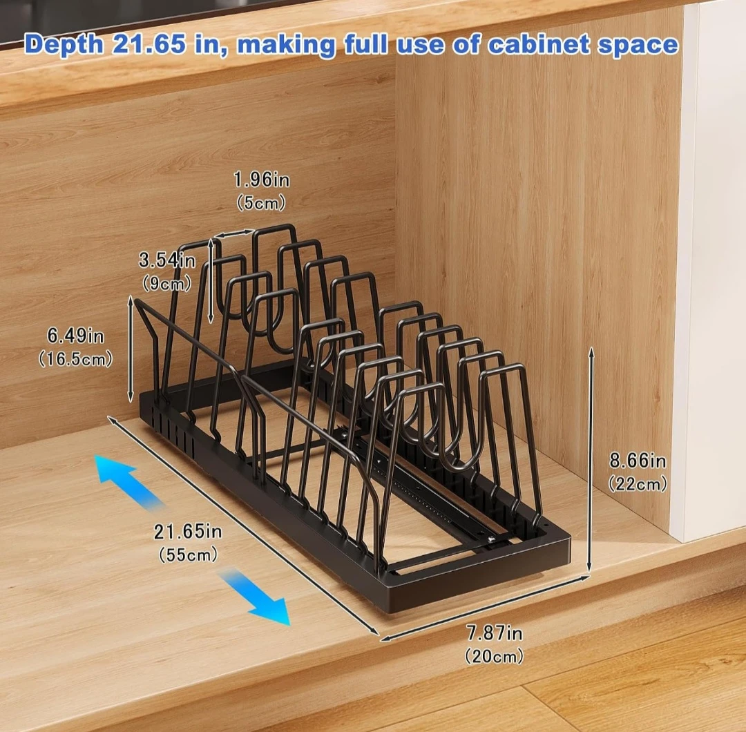 Pull-out kitchen cabinet organizer, 2 pack, black - photo 3