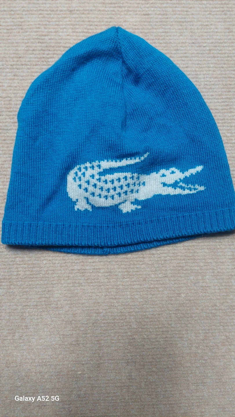 Lacoste Reversible Beanie Hat blue/grey