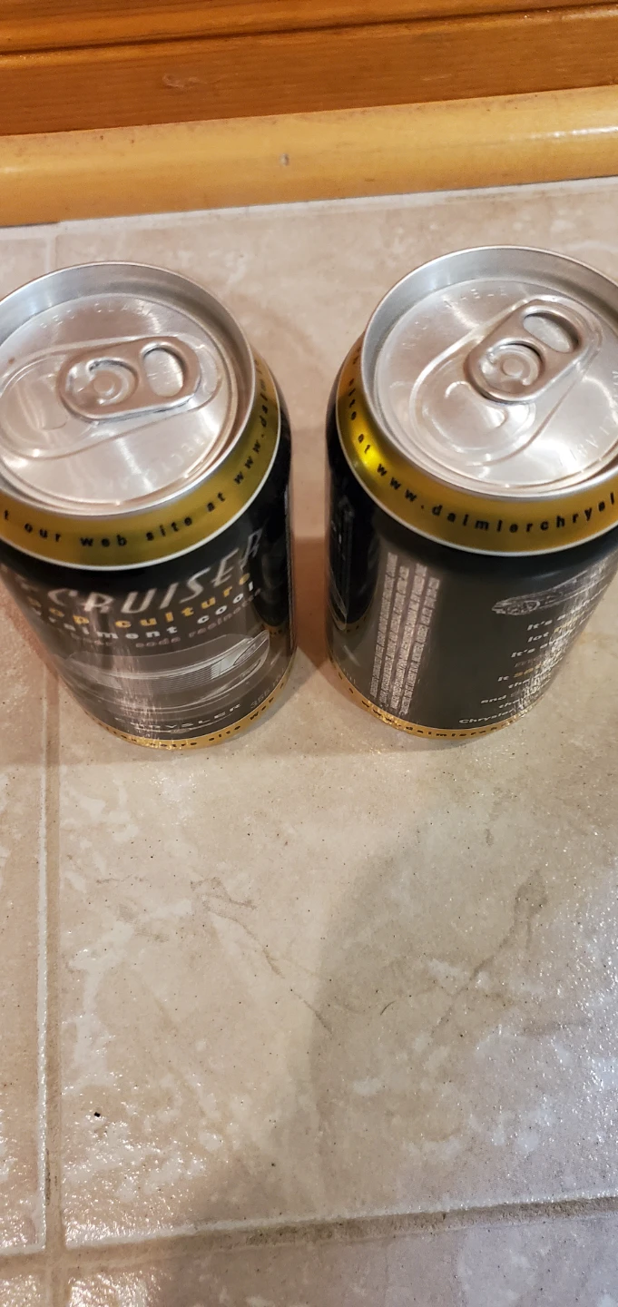 Two Vintage Chrysler PT Cruiser Root Beer Soda Cans - photo 2