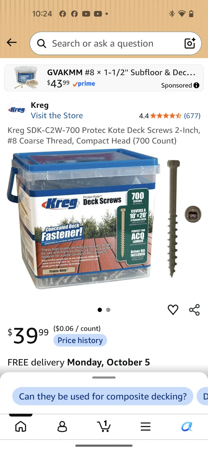Kreg Protec-Kote Deck Screws 2-Inch, 700 Count - photo 3