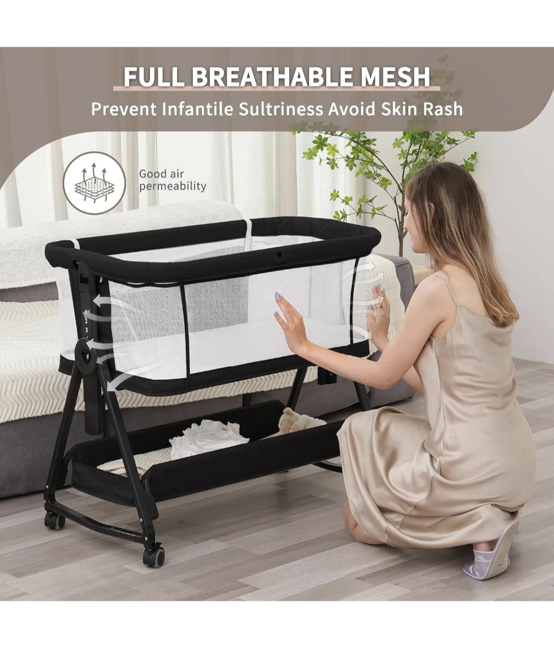 Baby Bedside Bassinet with Storage - photo 5