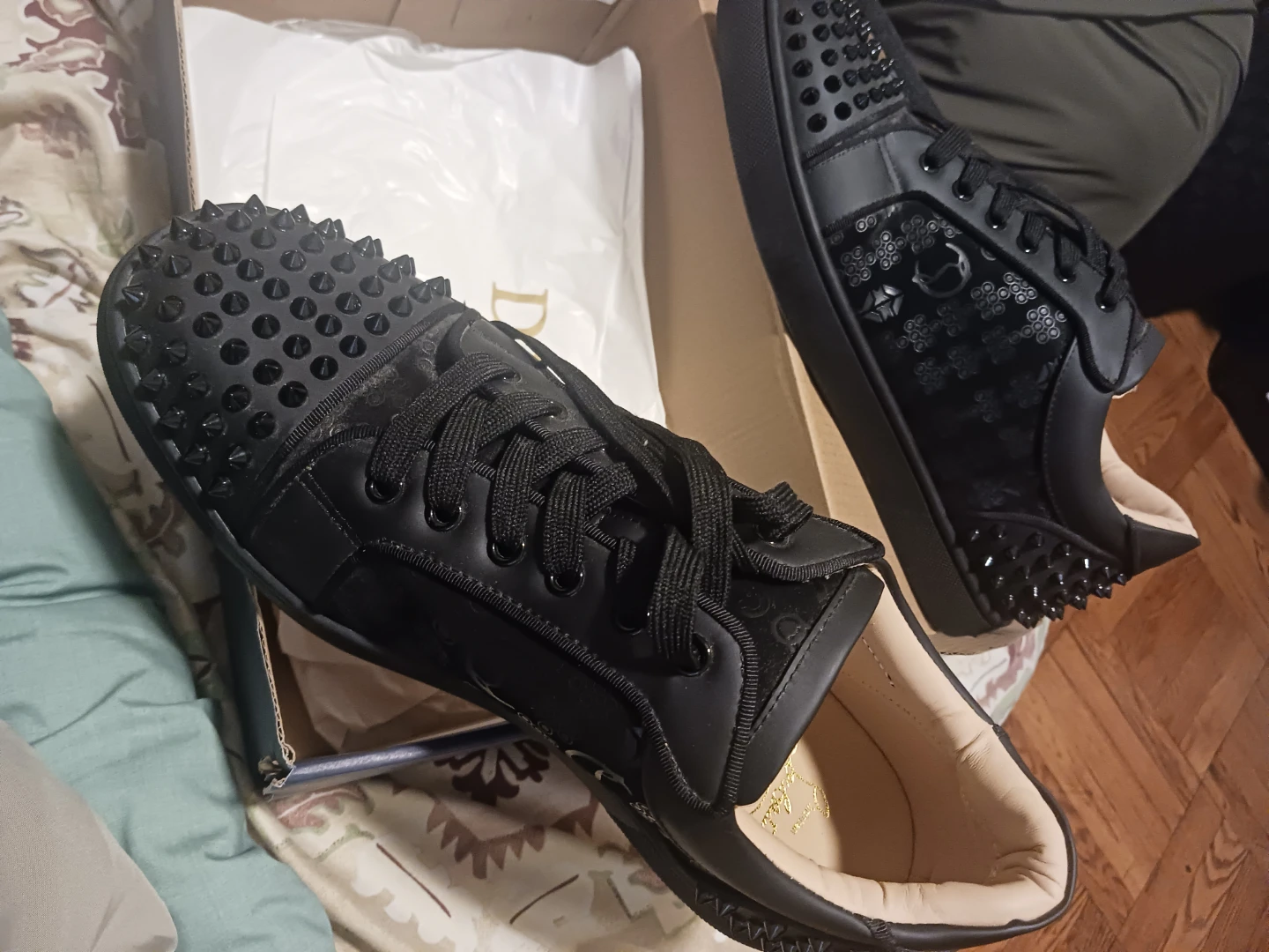 Christian Louboutin Black Spike Sneakers - photo 2