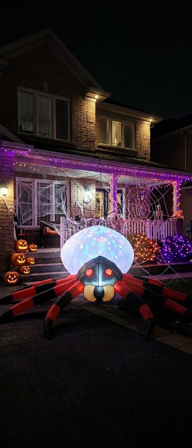 Large  8 ft Light-Up Inflatable Halloween Spider Decoration