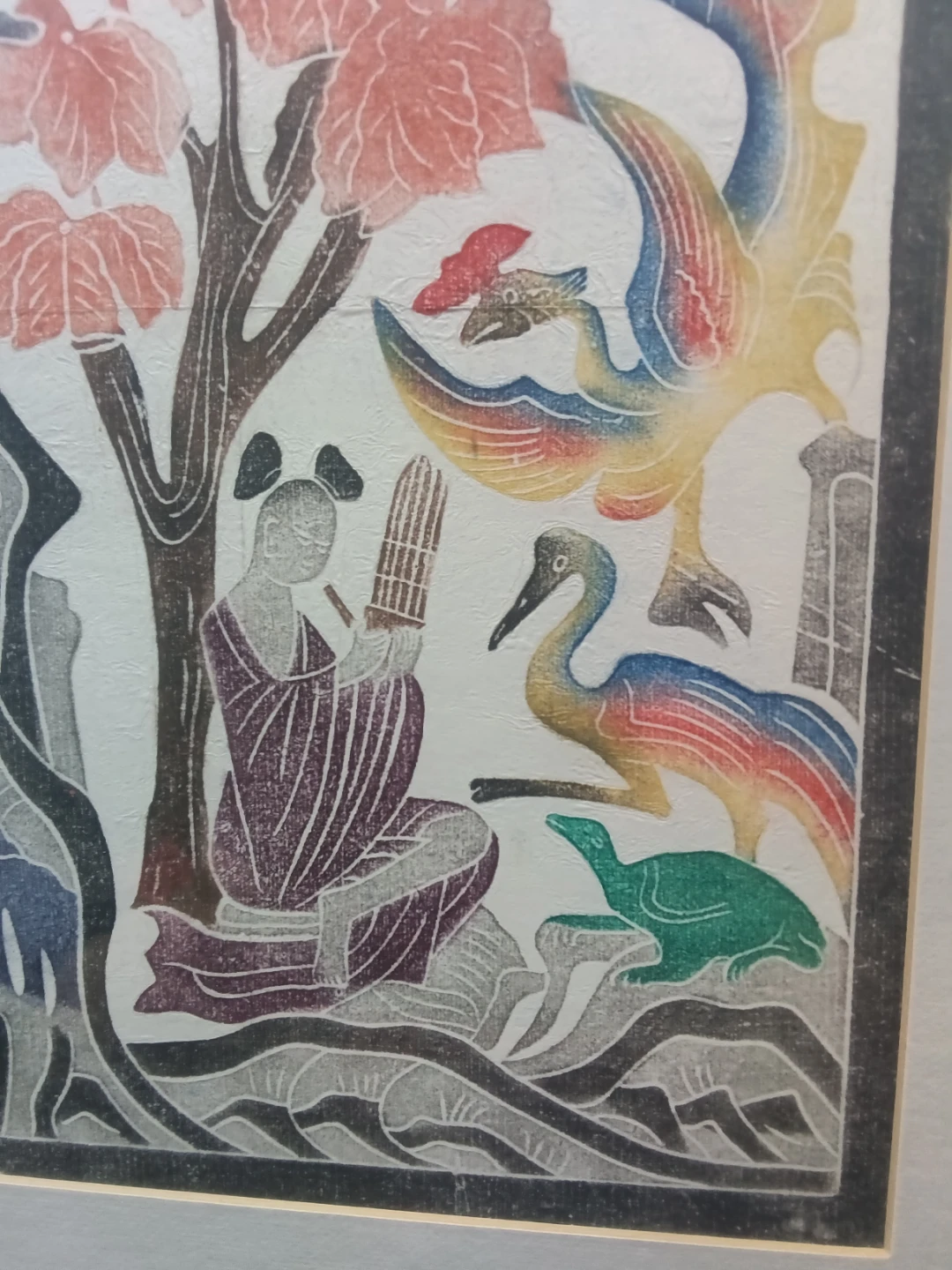Vintage 20thC Chinese Folk Art Woodblock Print - photo 4