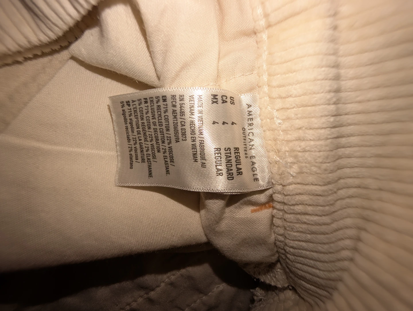 American Eagle Cream Corduroy Pants - photo 3
