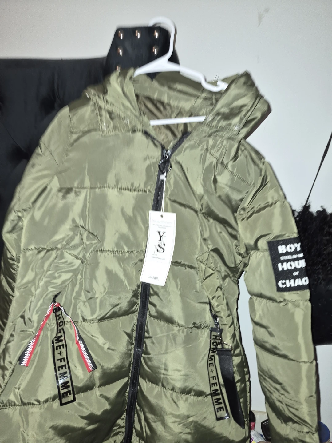 Homme + Femme Olive Puffer Jacket - photo 2