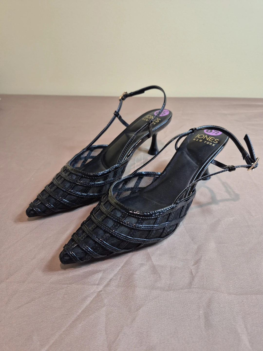 Jones New York Linela Black Mesh Slingback Kitten Heels US8.5 - photo 2