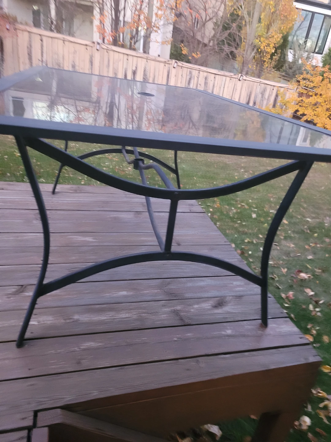 Outdoor Metal and Glass Patio Table