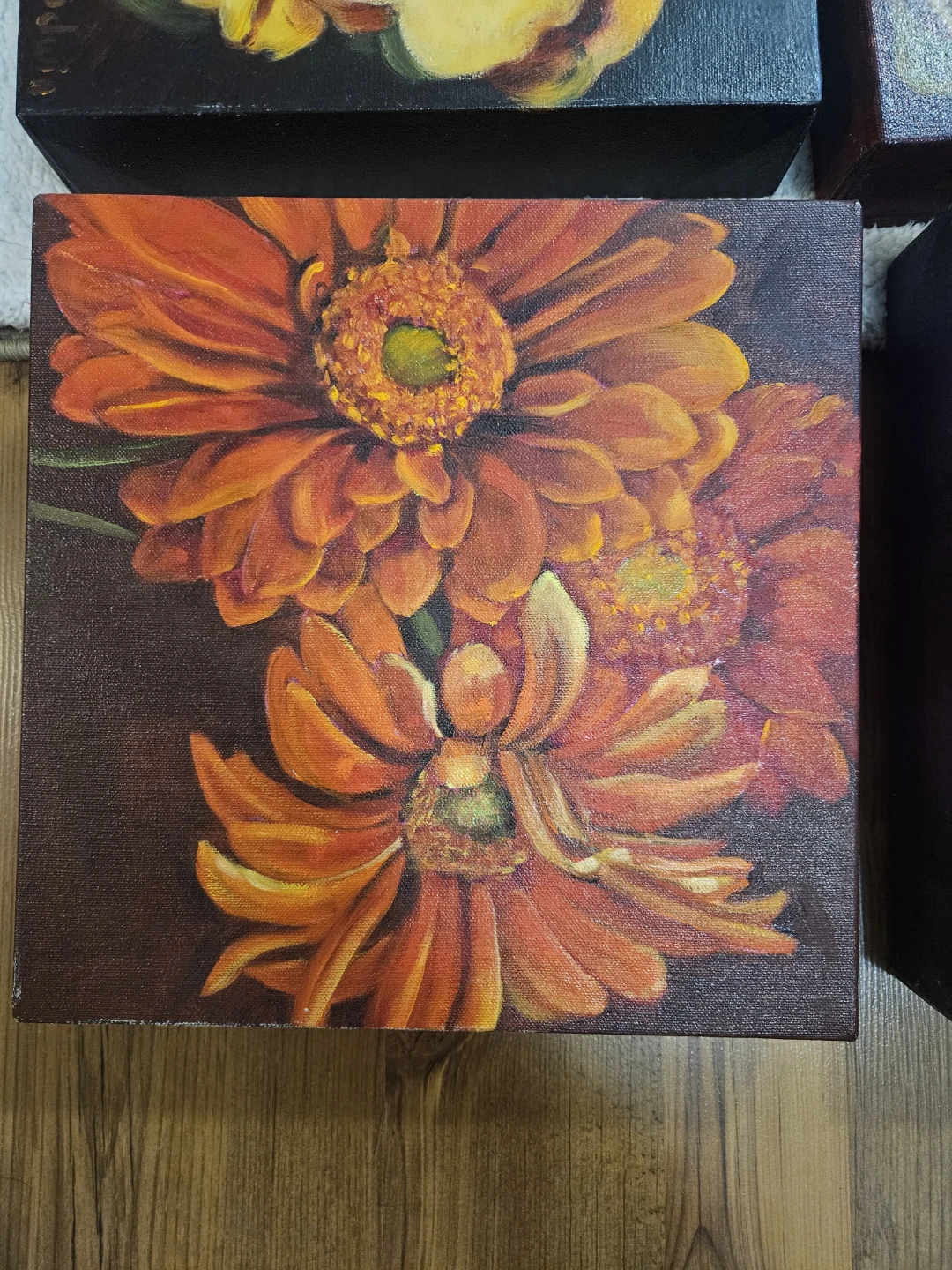 Set of 4 Floral Canvas Wall Art Prints and some dolls