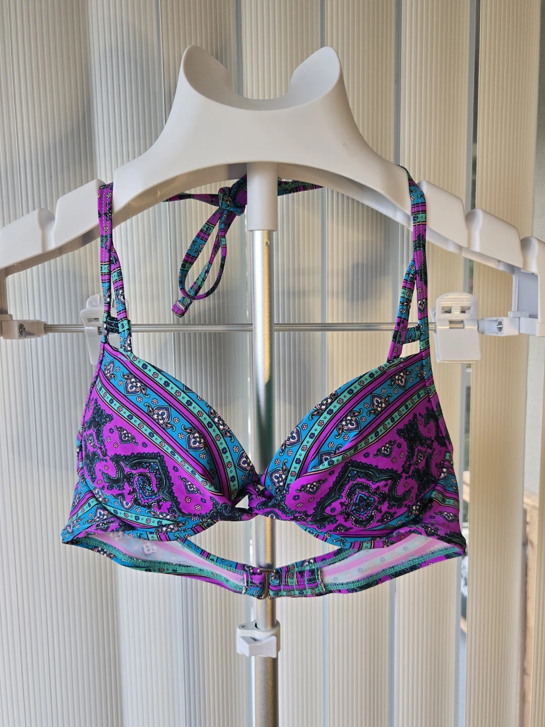 La Vie en Rose Aqua Halter Bikini Top - Size XS