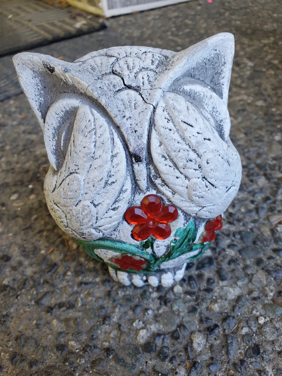 3 Cement Owl Garden Ornament