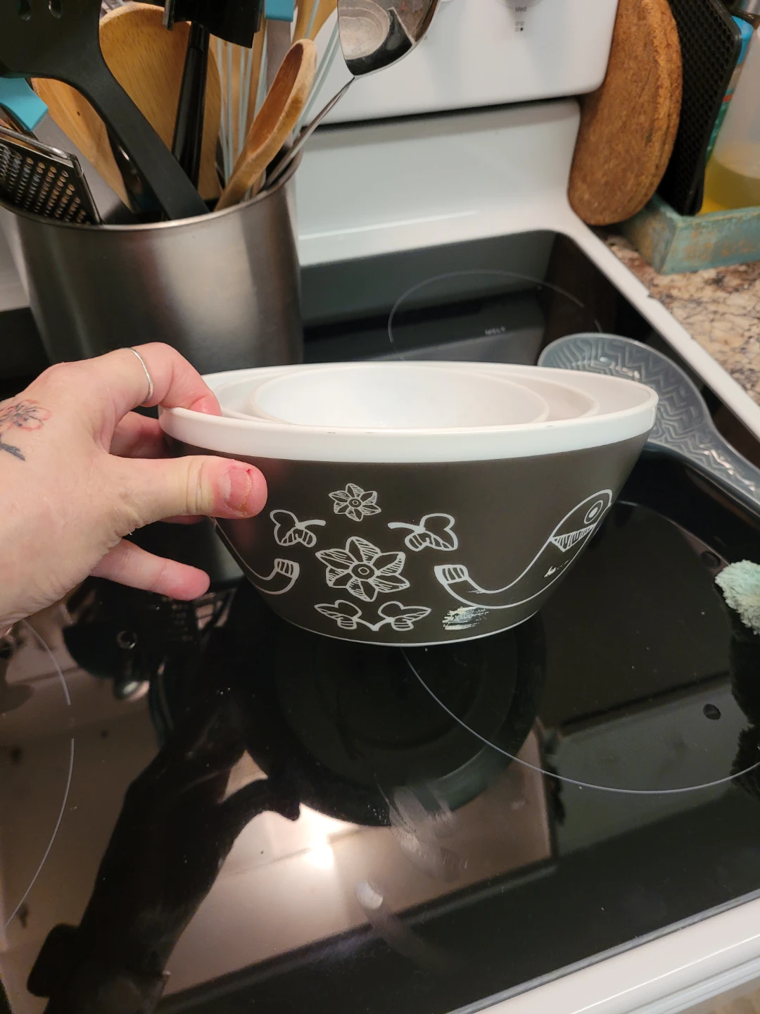 Set of 3 Bird Print Nesting Mixing Bowls - photo 5
