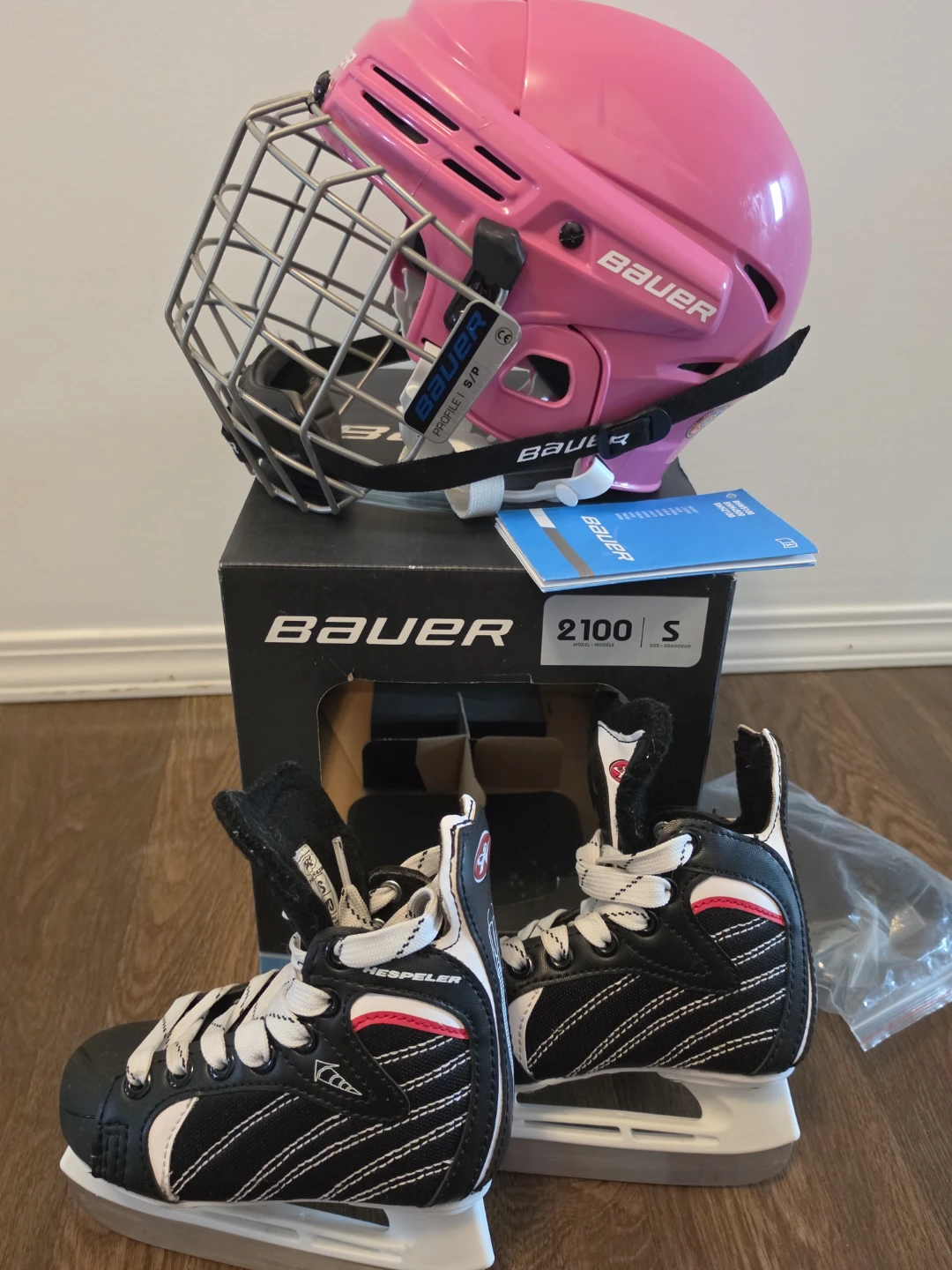 Bauer 2100 Hockey Helmet and Hespeler Skates