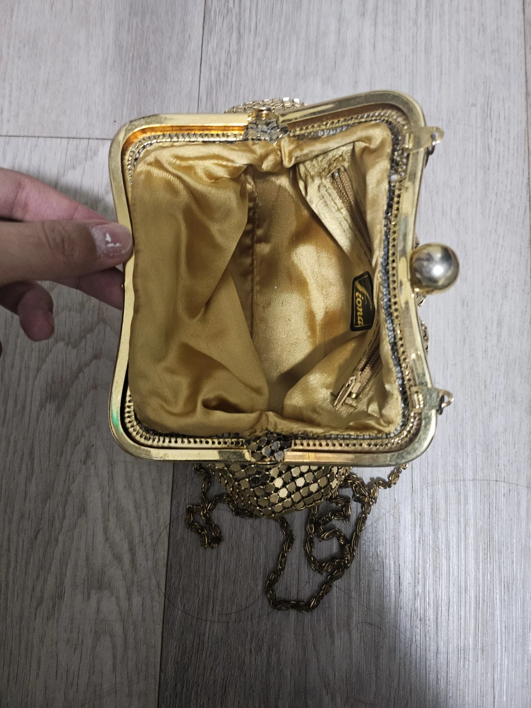 Gold Tone Mesh Evening Bag - photo 2