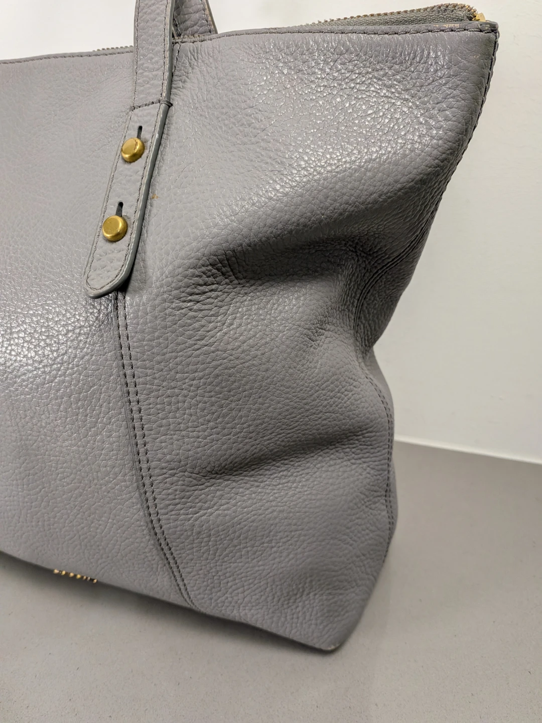 Fossil Jenna Gray Pebbled Leather Large Shoulder Tote Womens - photo 2