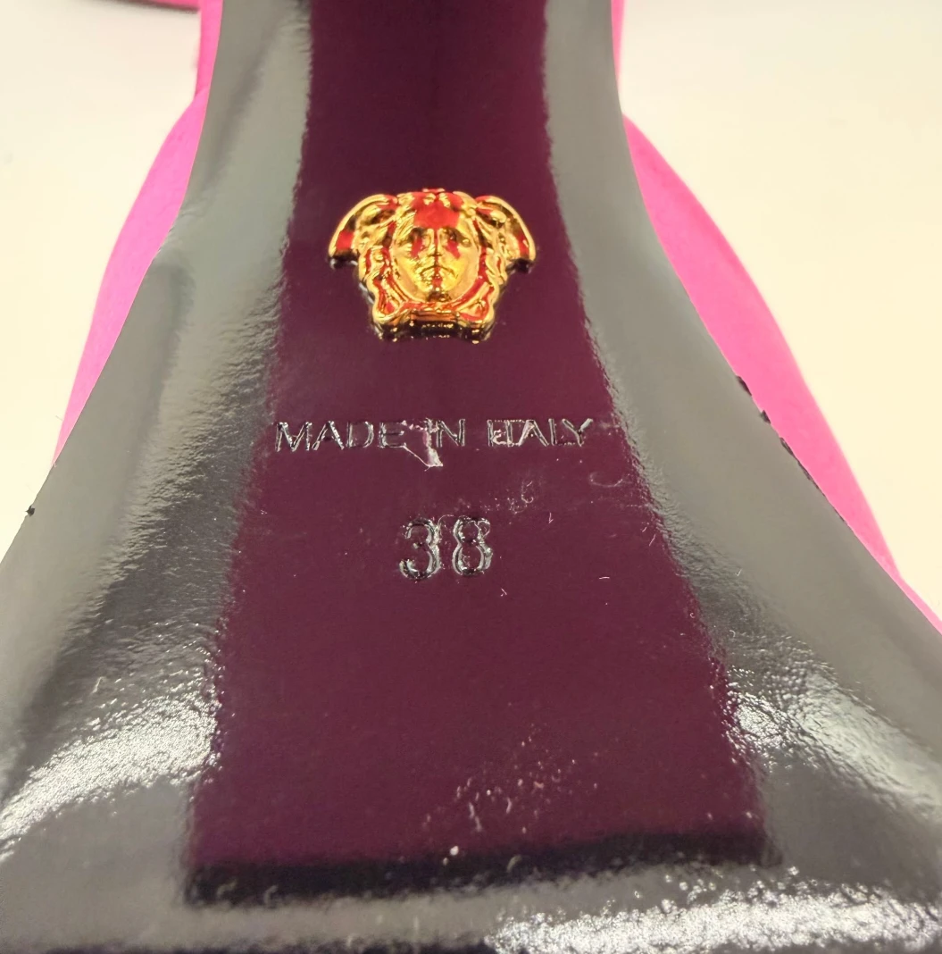 Versace Pink Satin Platform Heels - Size 38 - photo 5