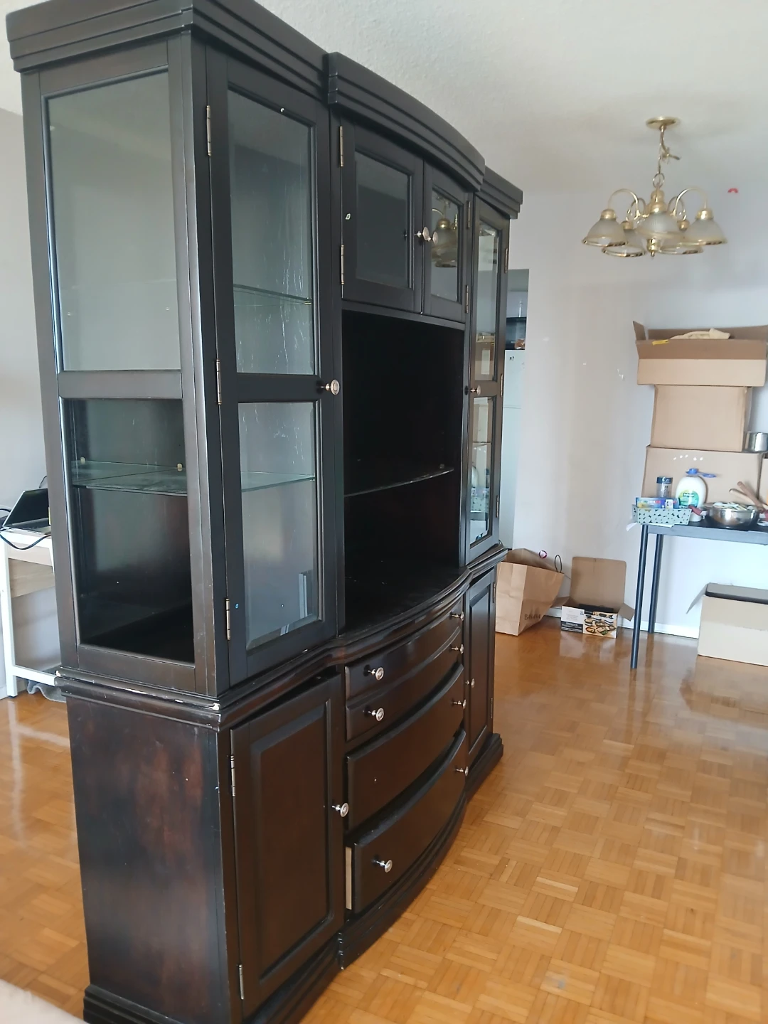 Black Wooden Display Cabinet with Storage - photo 3