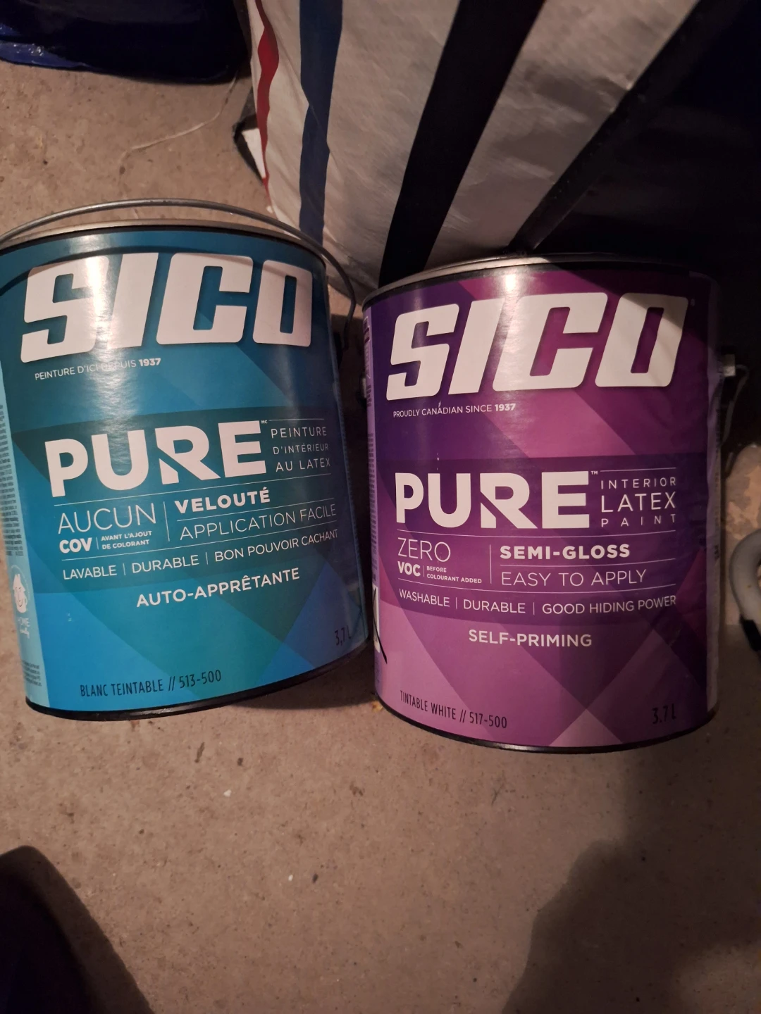 Two Sico Pure Interior Latex Paint Cans