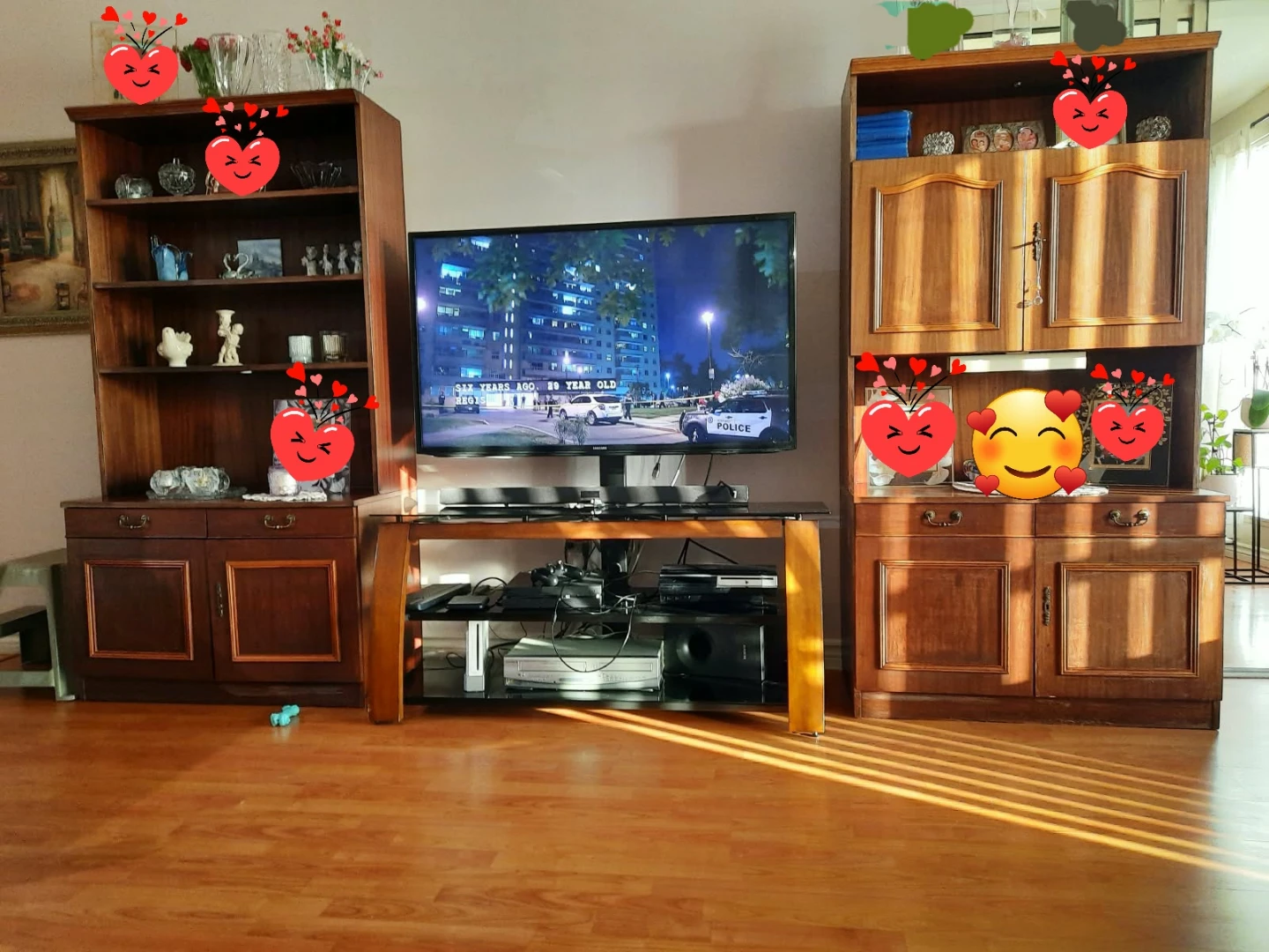 Solid scandinavian Wood Entertainment Unit and TV  Shelving Set