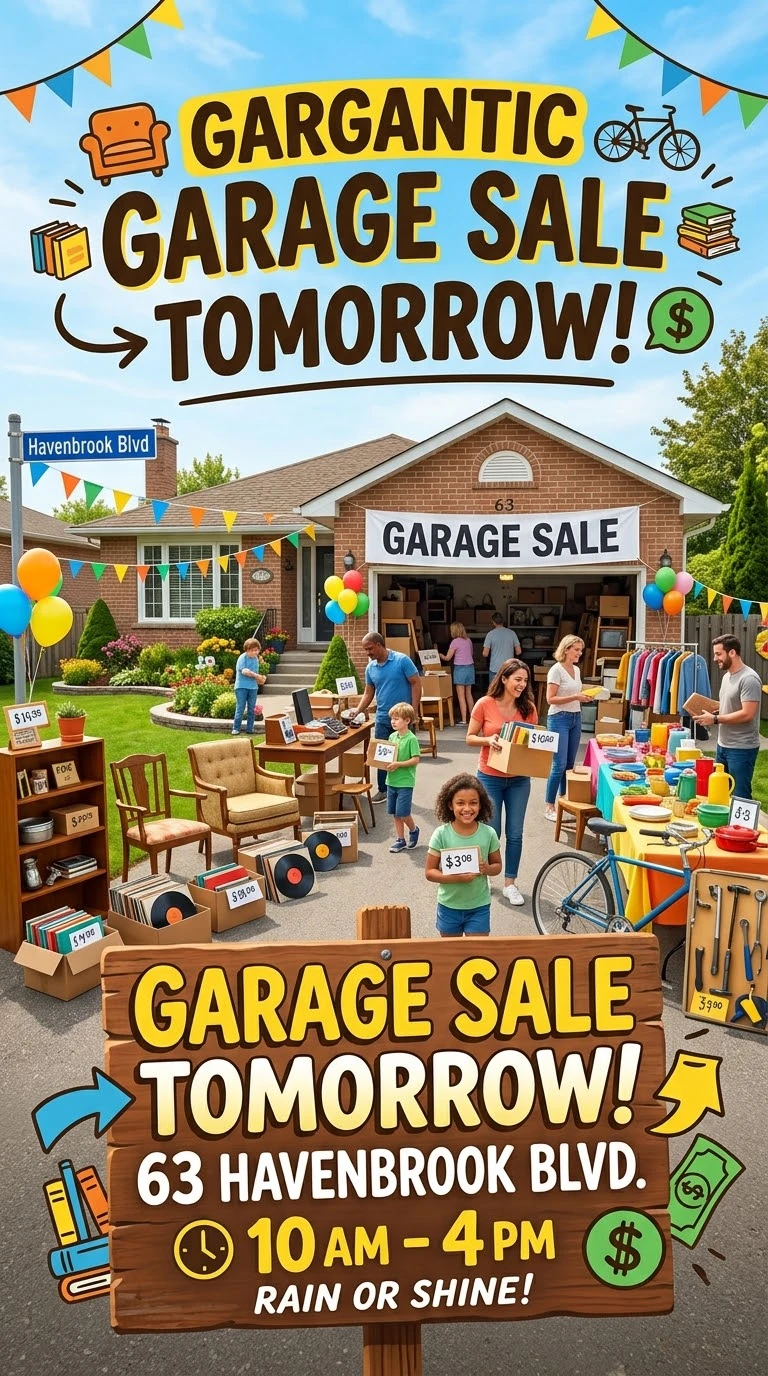 Garage sale tomorrow