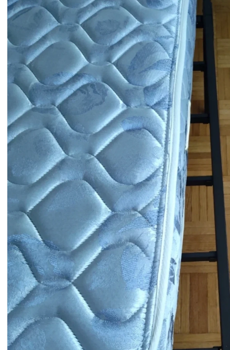 Twin black metal bed frame and mattress - photo 3