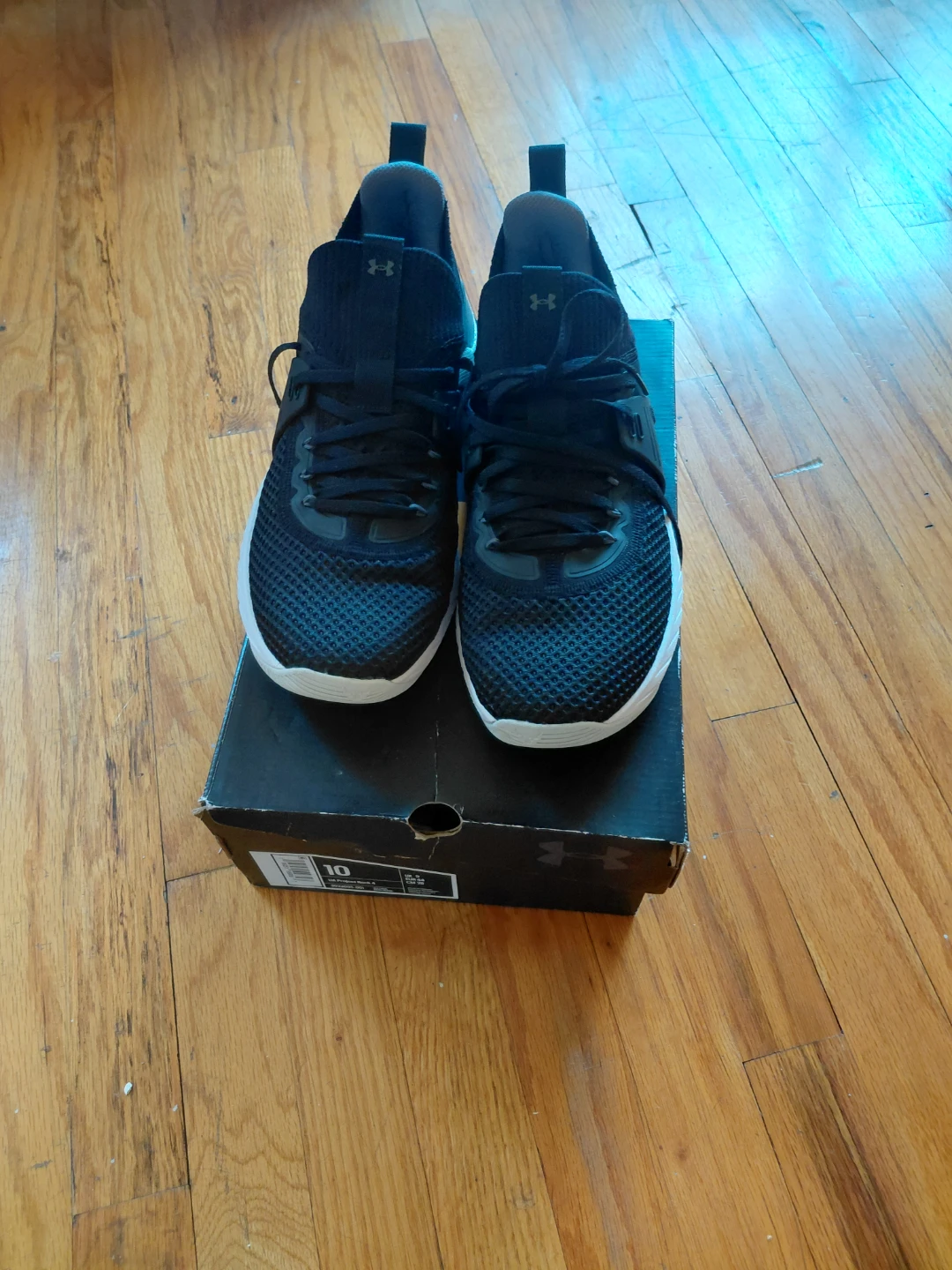 Brand New Under Armour Project Rock 4 Black Shoes Size 10