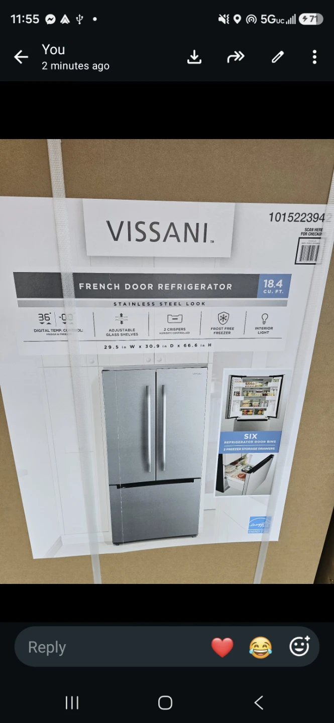 New Vissani 30in 18.4 Cu. Ft. French Door Refrigerator