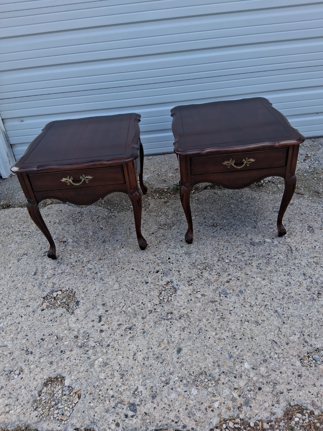 Set of Two Vintage french prov.Wooden End Tables