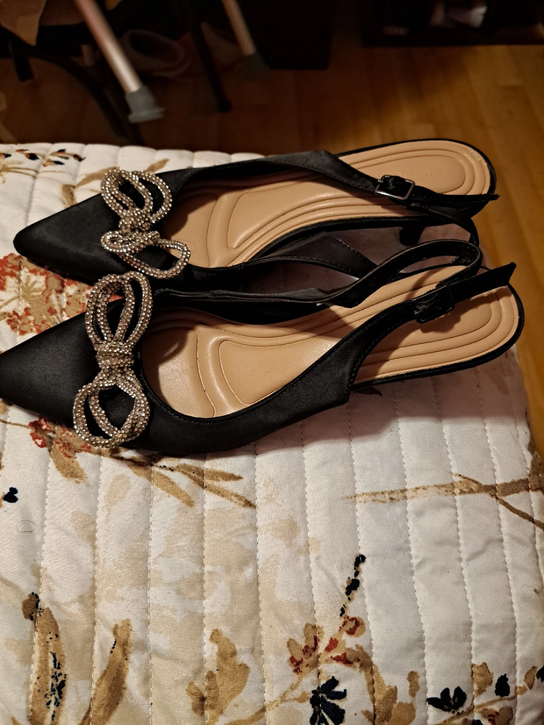 BCBGeneration Black Satin Slingback Heels