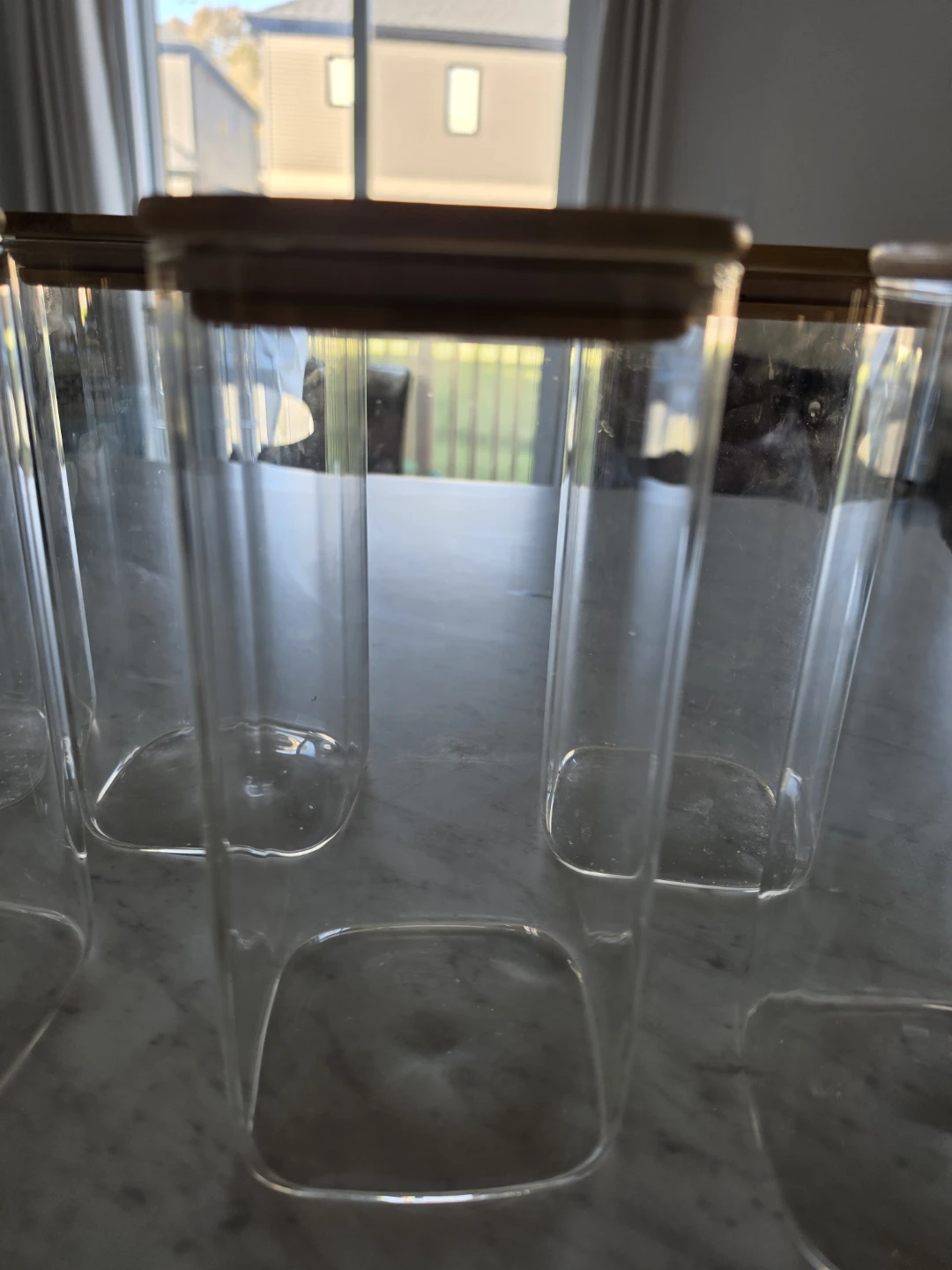 6 Glass Storage Jars with Bamboo Lids - photo 2