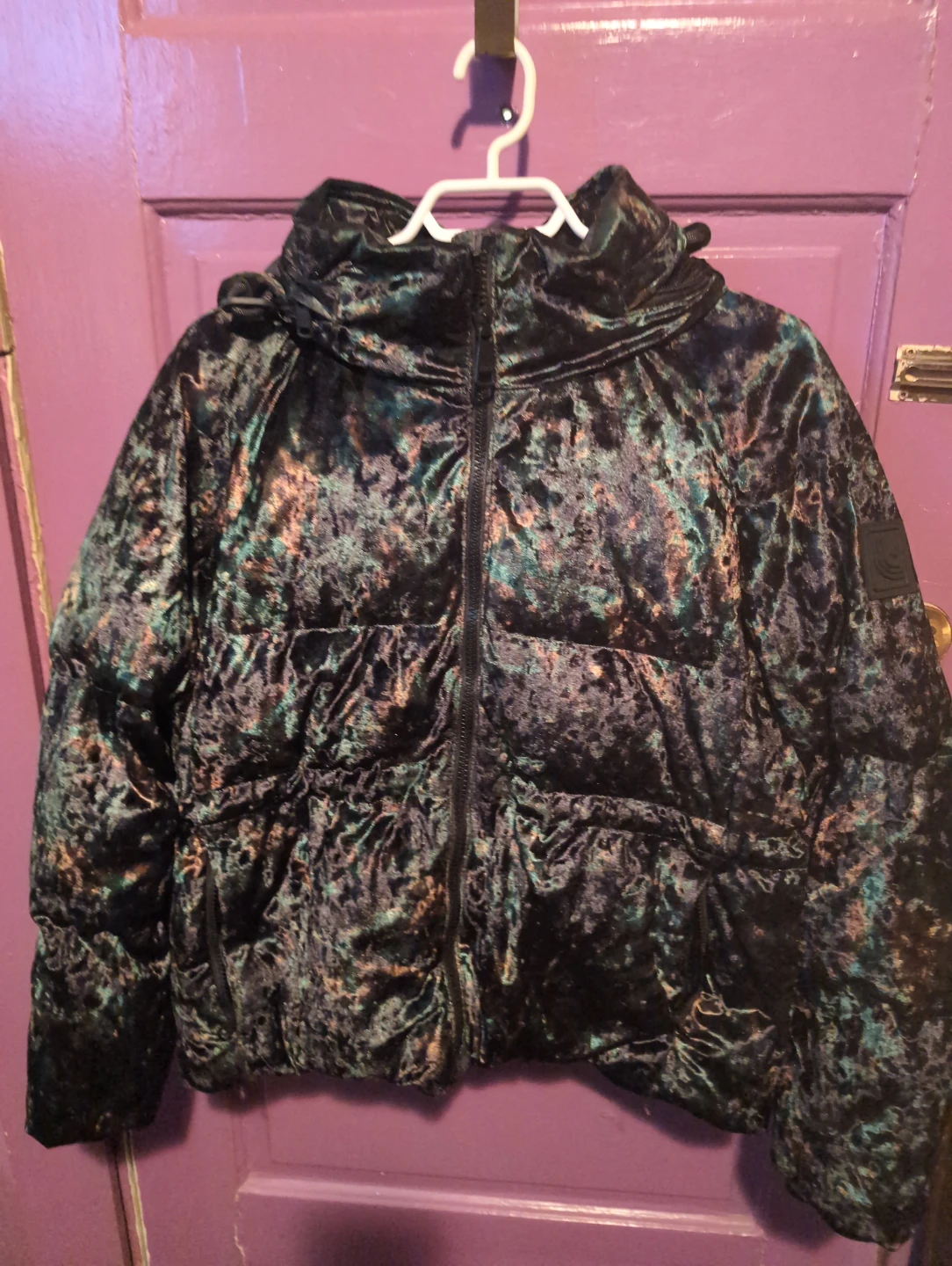 Lole Crushed Velvet Look  Puffer Jacket