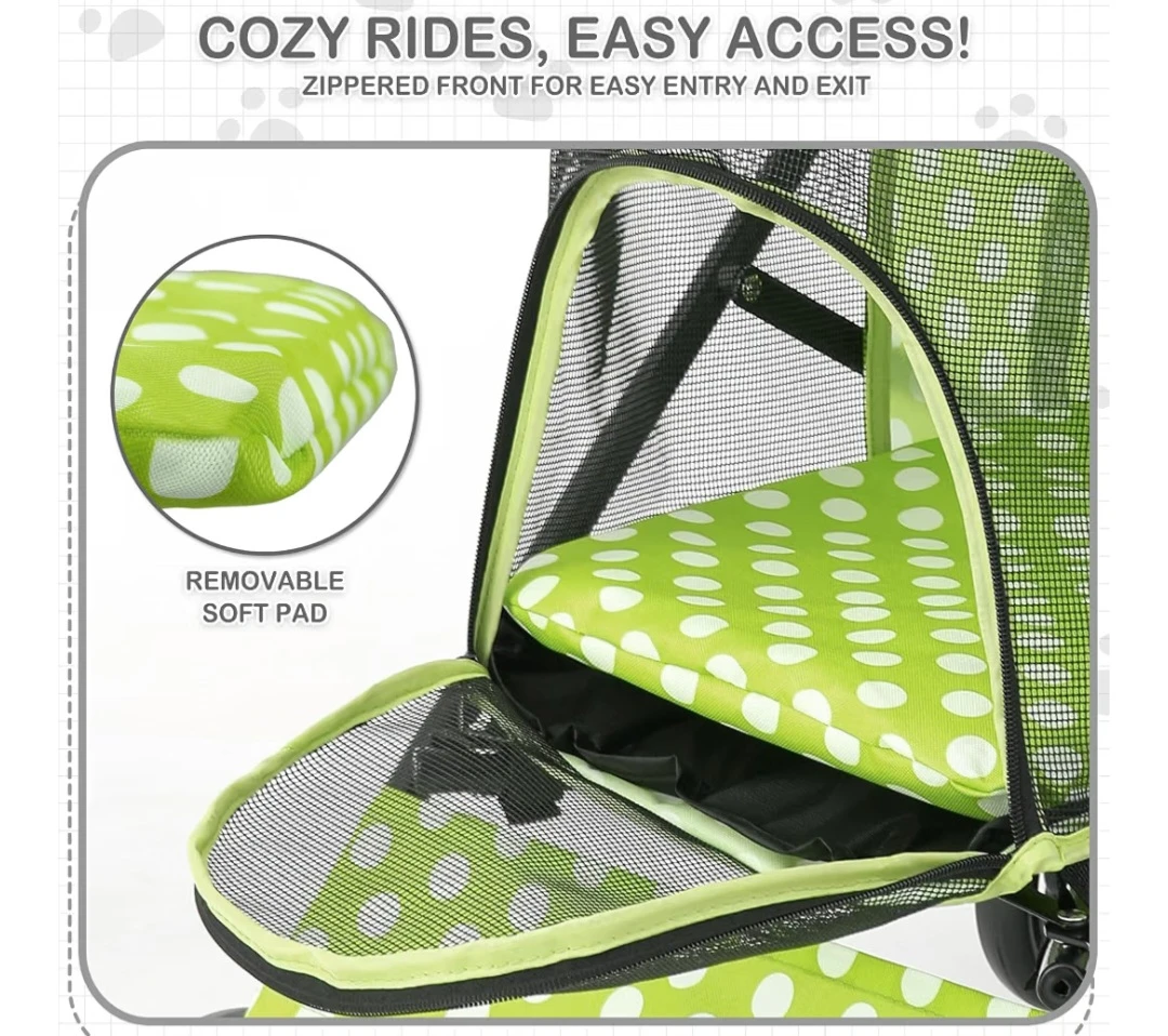 Green Polka Dot Pet Stroller - photo 3