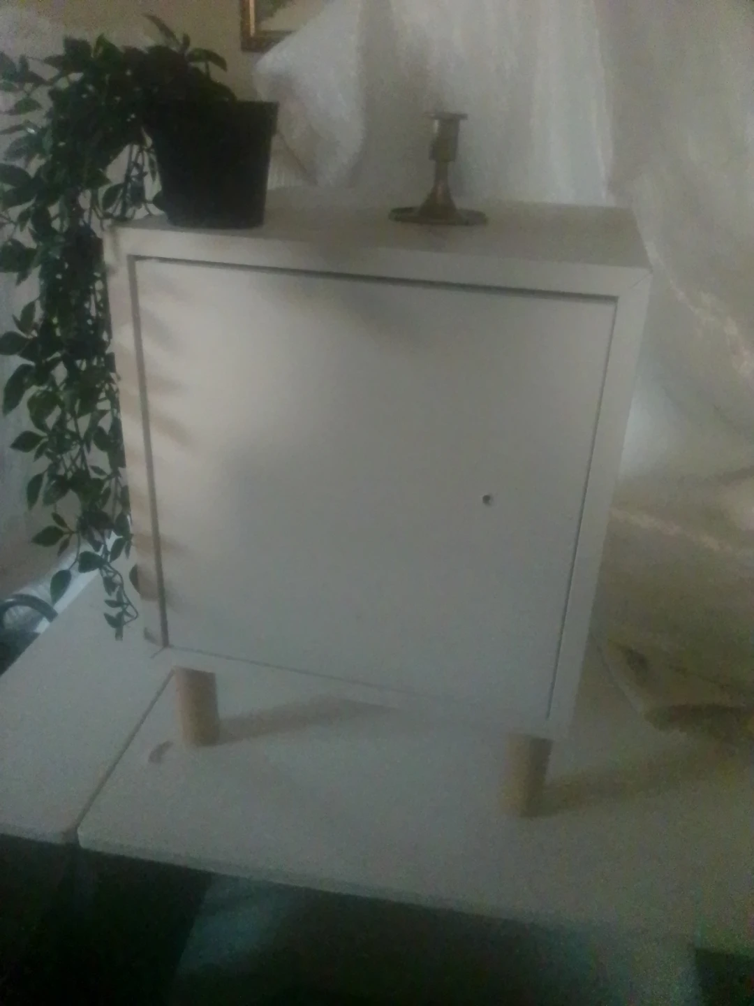 White Minimalist Cabinet with Wood Legs